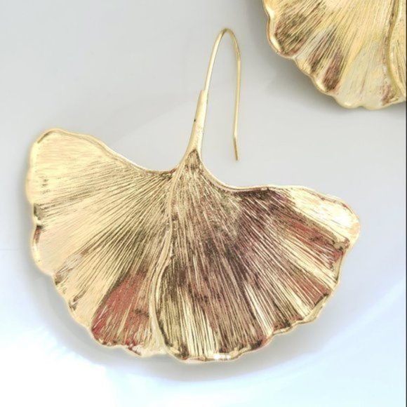 New! Anthro Ginkgo Leaf Earrings - Picture 9 of 9